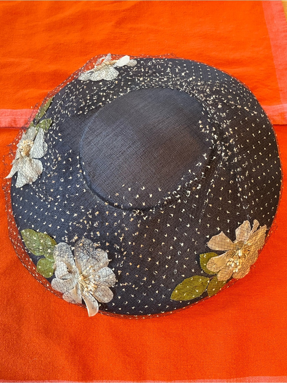Vintage 1959s Navy Floral Embellished Women's Hat